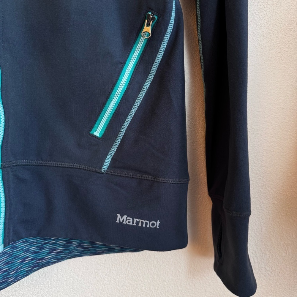Marmot Full Zip Jacket Women’s Medium – Navy w/ Teal Trim Outdoor Activewear - Picture 7 of 10
